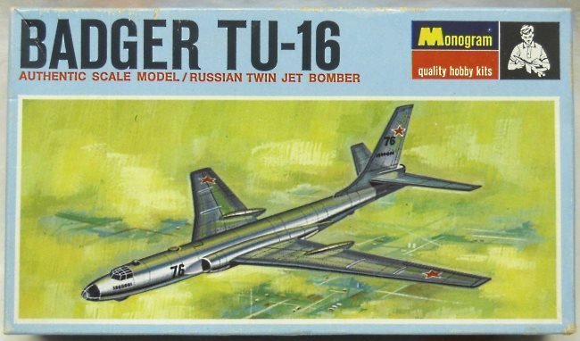 Monogram 1/195 Badger Tu-16 Russian Bomber Blue Box Issue, 6793 plastic model kit